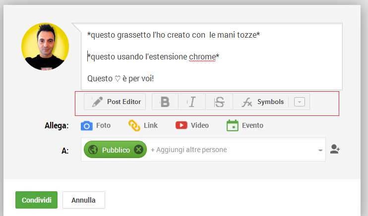 post formattato