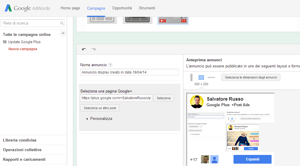 post ads adwords