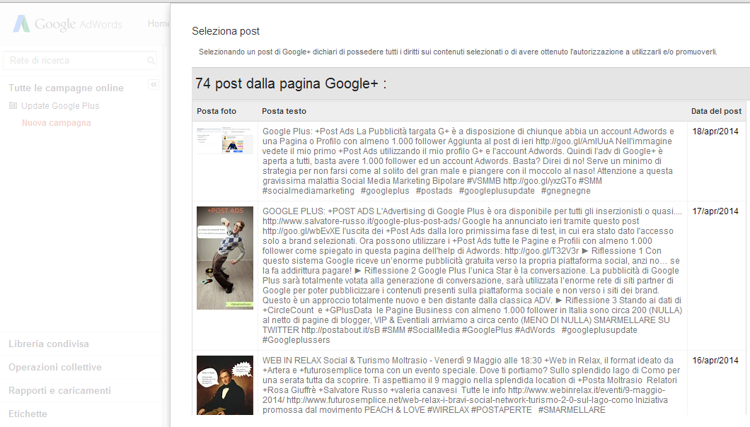 post ads adwords