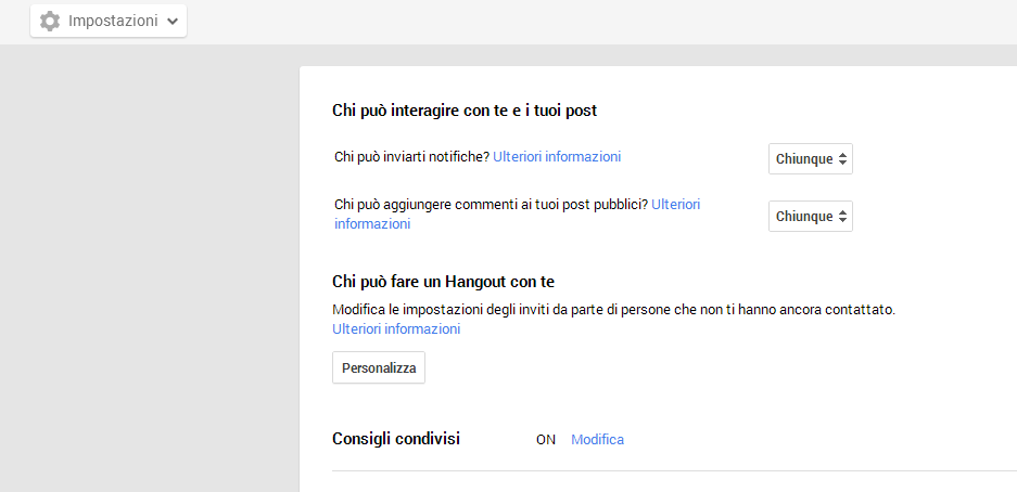 post ads impostazioni