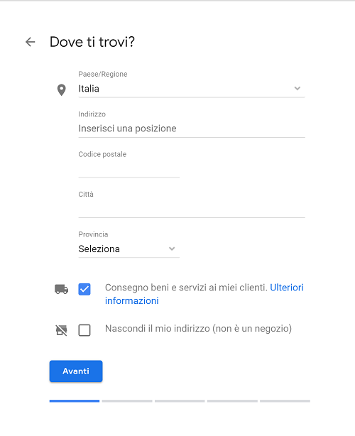 registrazione indirizzo google my business