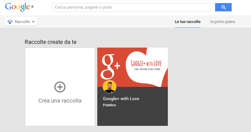 Crea raccolta Google Plus